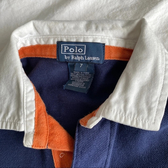 Top tee shirt Polo Ralph Lauren 7T big polo shirt sleeves blue - Picture 4 of 4